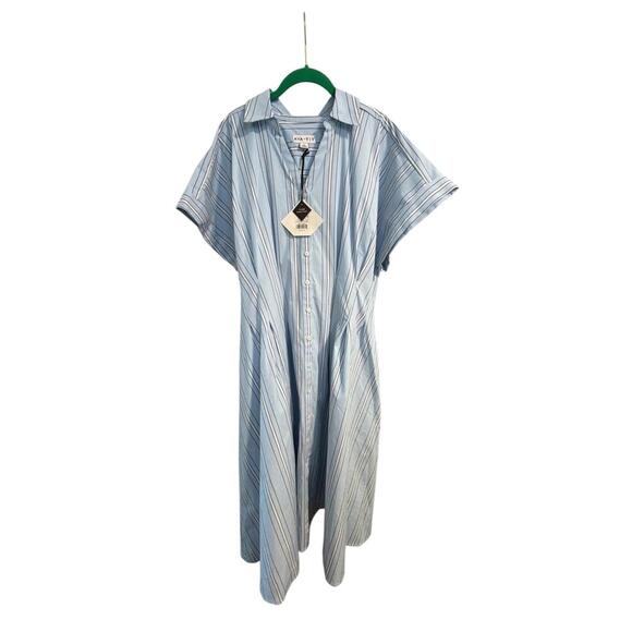 Ava And Viv Women's Short Sleeve‎ Pleated Midi Shirtdress, Size 1X - Picture 2 of 4
